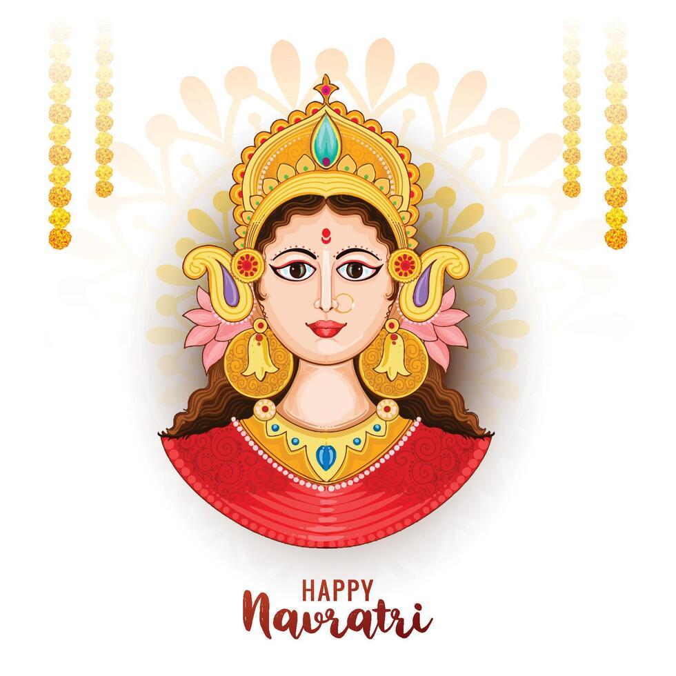 Happy navratri indian religious festival celebration card vector