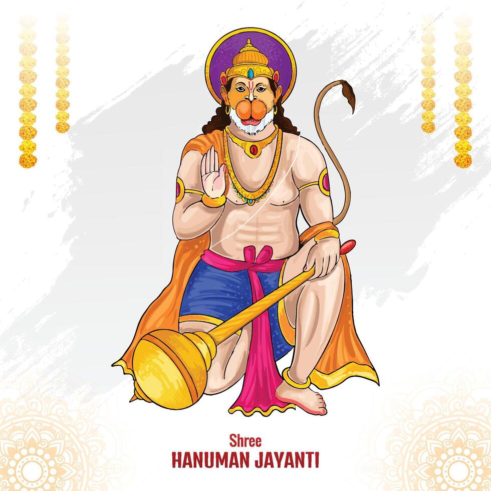 Hanuman jayanti post and greeting card background vector
