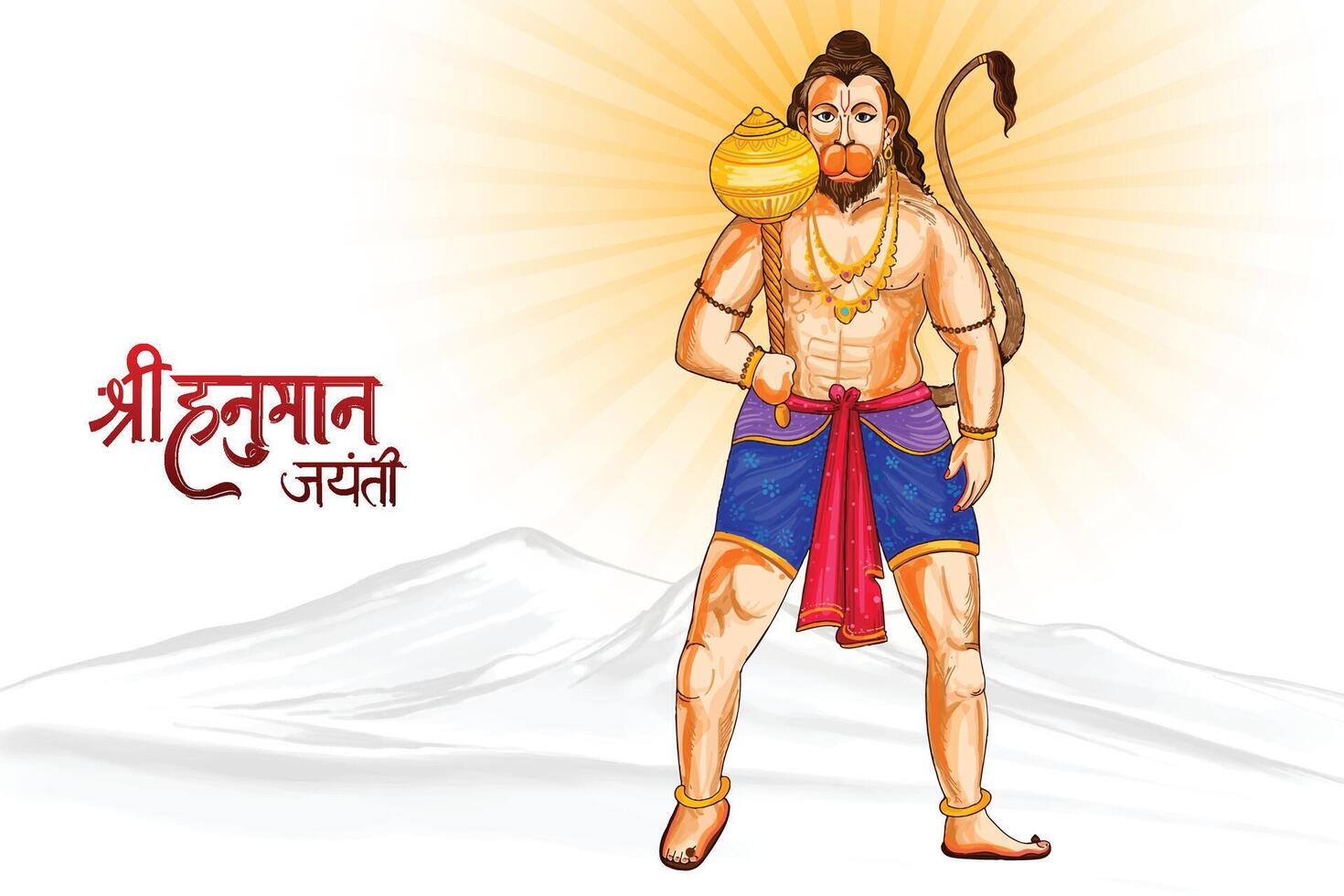 Beautiful shree hanuman jayanti indian mythological festival card vector