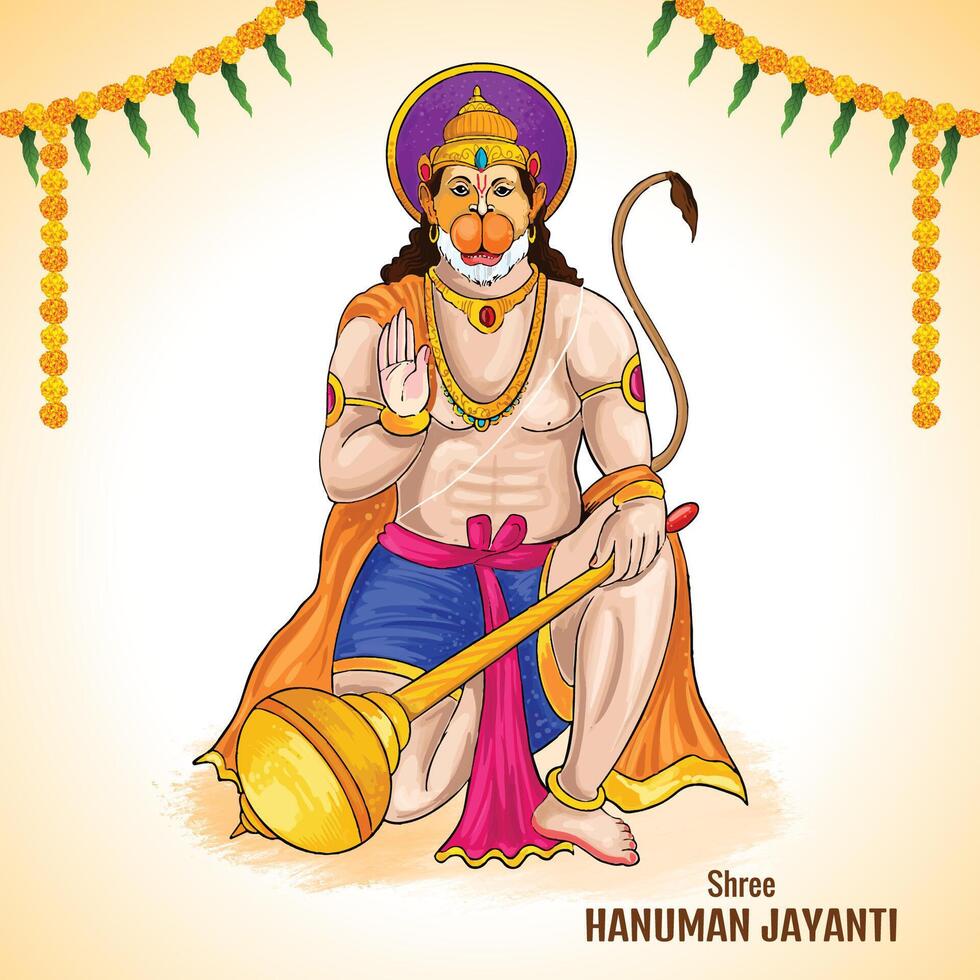 Beautiful shree hanuman jayanti indian mythological festival design vector