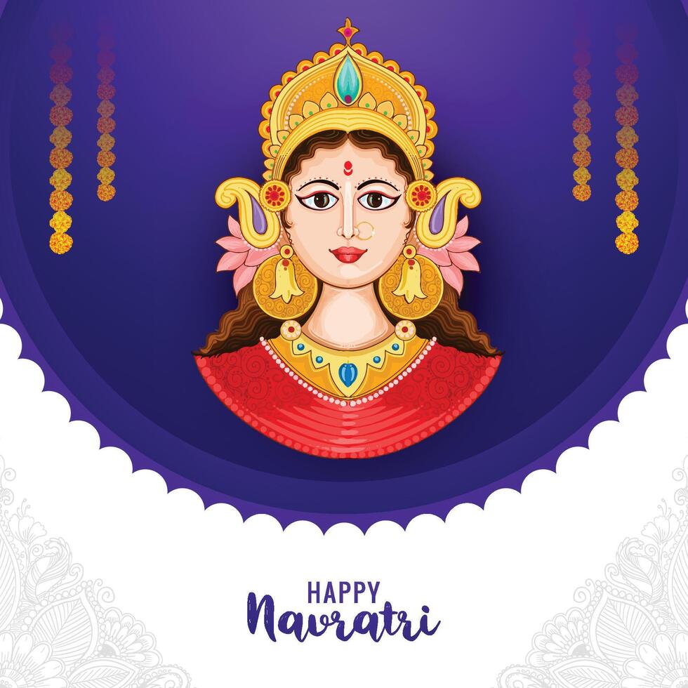 Beautiful face of goddess durga for happy navratri festival design vector
