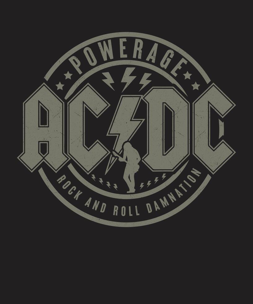 ACDC Powerage Rock Band Logo Vintage Design vector