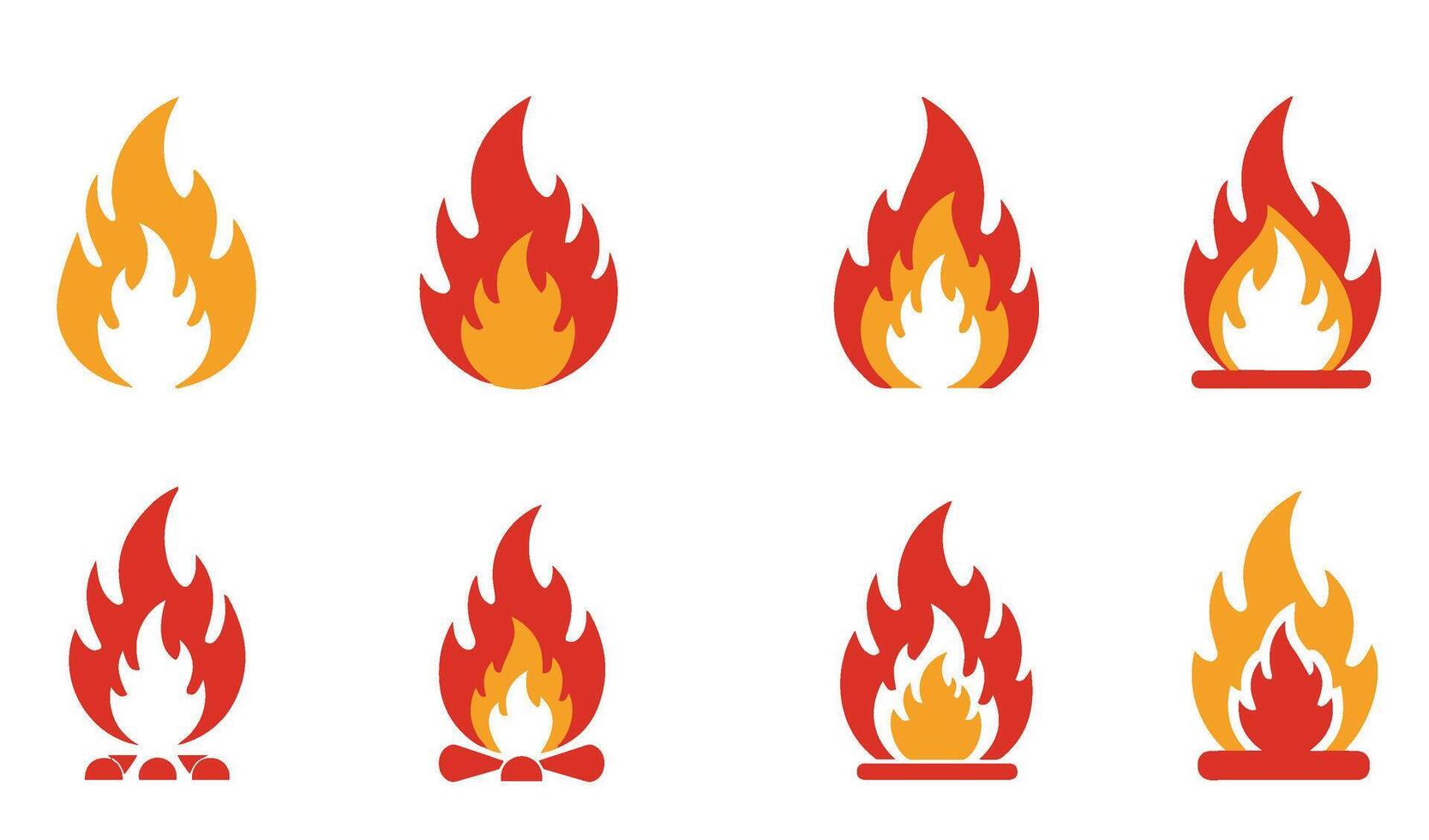 Minimalist Symbol Flame Fire Logo Set for Elegant and Strong Branding vector