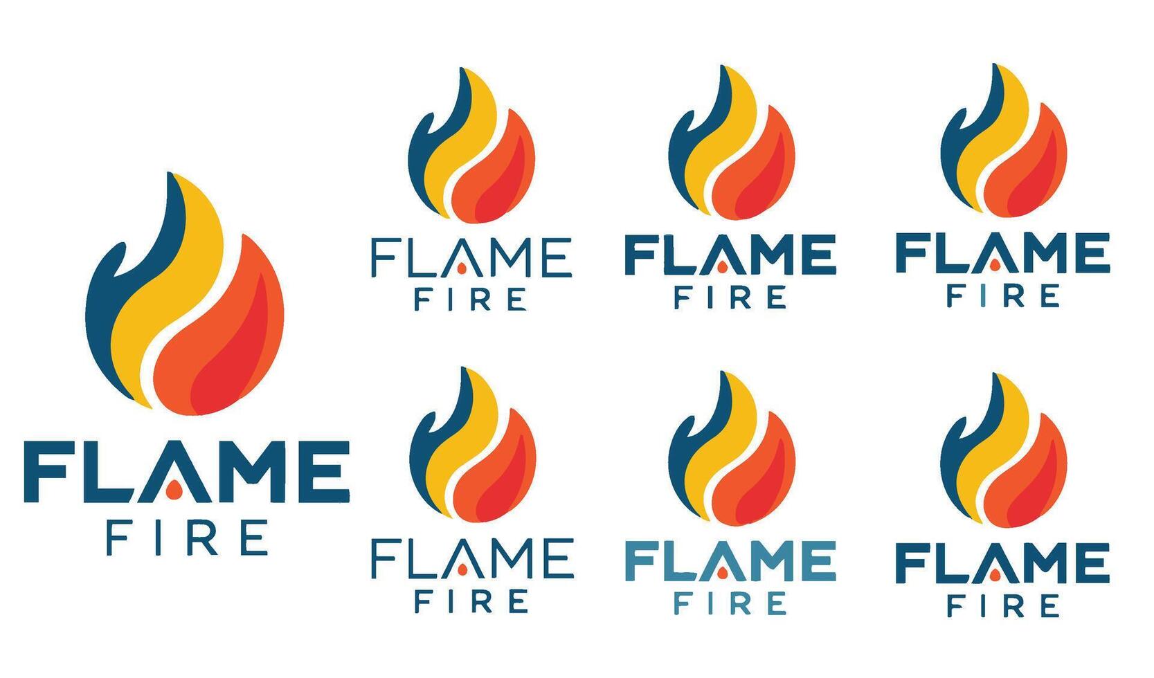Modern Symbol Flame Fire Logo Set for Branding and Business Identity vector