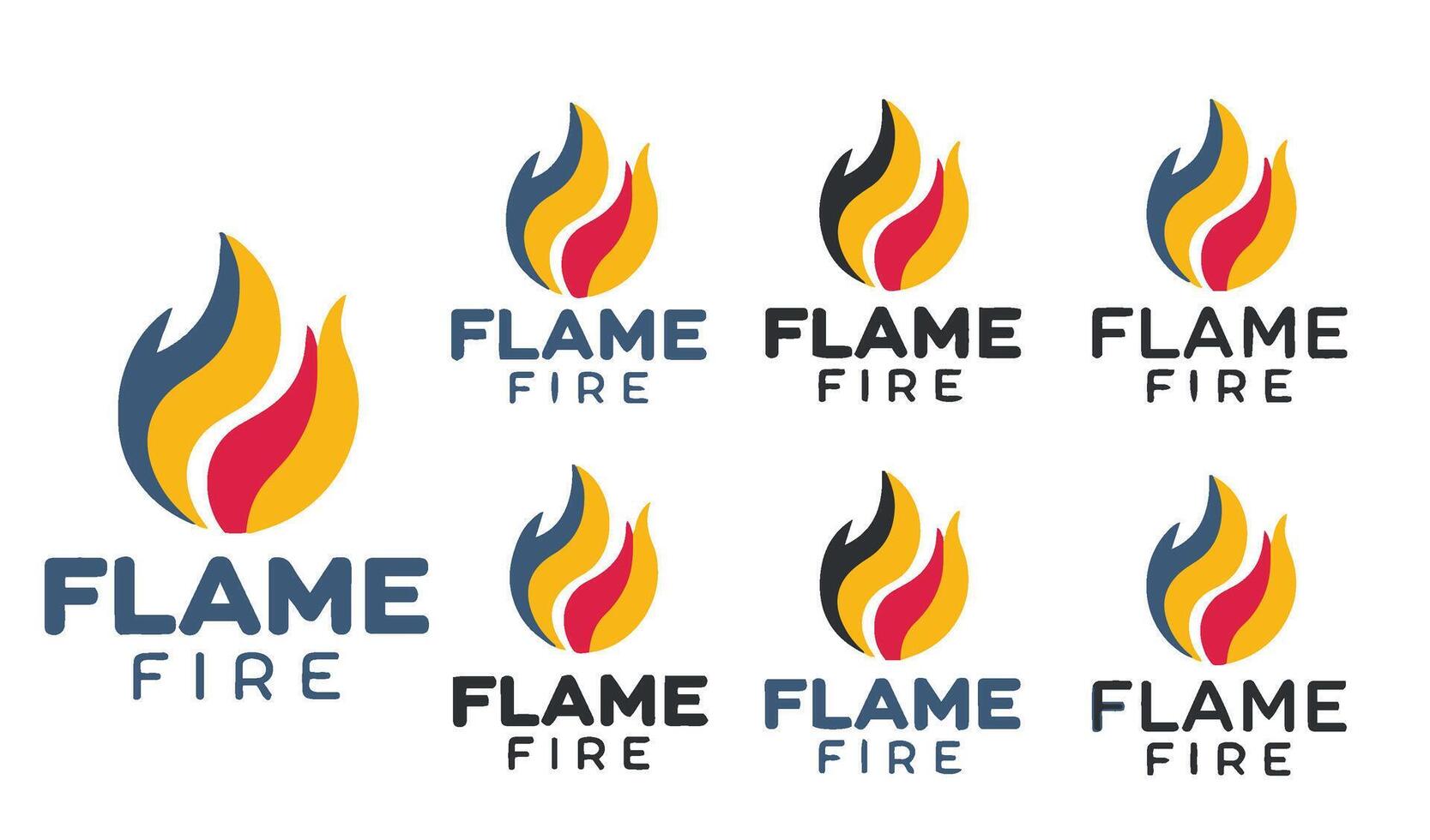 Stylish Symbol Flame Fire Logo Set with Sleek and Modern Aesthetics vector