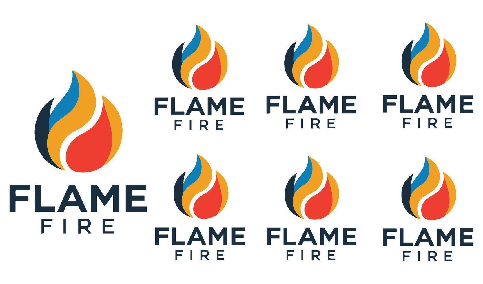 Professional Symbol Flame Fire Logo Set for Energy and Power Brands vector