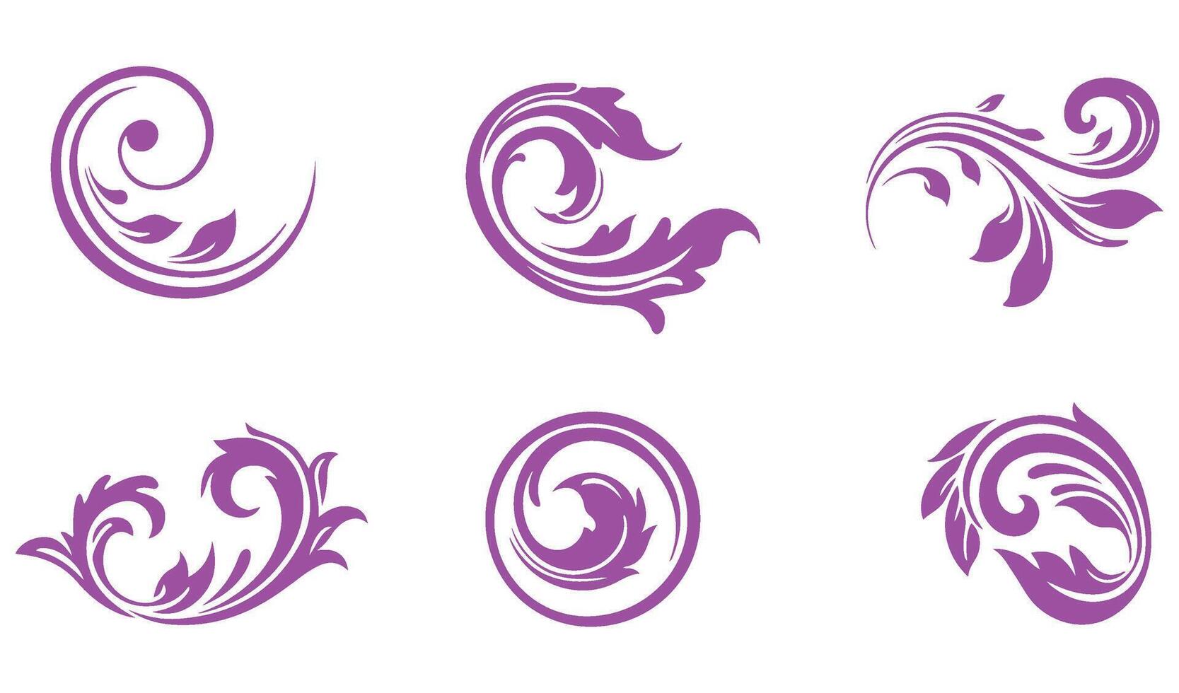 Sophisticated Summer Leaf Floral Swirl Ornaments Logo with Stylized Decorative Elements Creating a Flourishing and Artistic Look vector