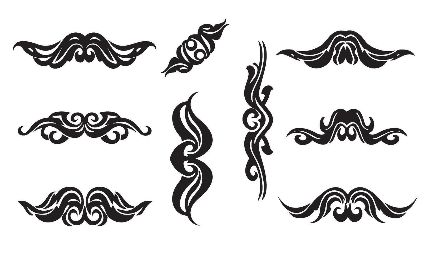 Elegant Floral Flowers Stencil Swirl Ornament Icon Symbol Featuring Artistic Lily and Rose Silhouettes for Decorative Summer Set Designs vector