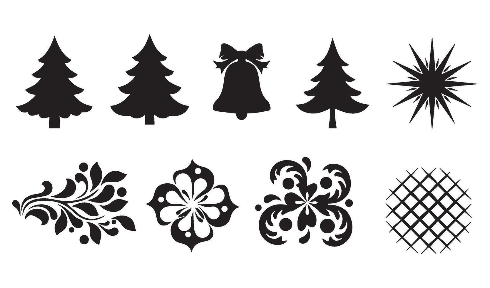 Beautiful Floral Flowers Stencil Vectors Silhouette Pattern with Artistic Swirl Ornaments and Retro Scroll Leaf for Nature-Inspired Decoration
