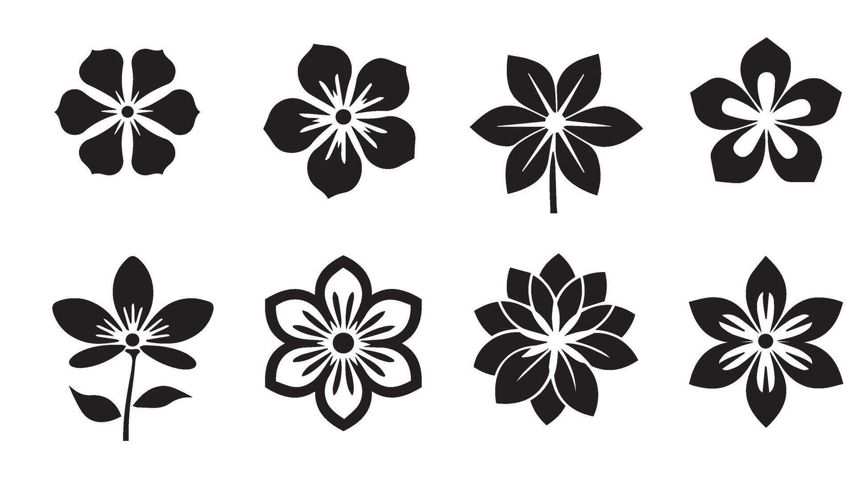Creative Floral Flowers Stencil Swirl Ornament Icon Symbol Silhouette Summer Set with Artistic Lily and Rose Elements for Nature-Inspired Designs vector