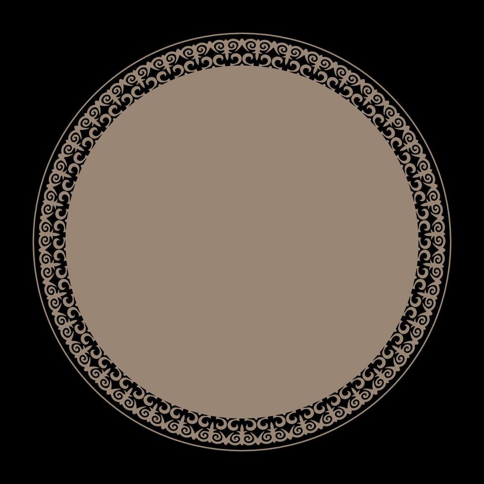 Oriental gold round frame with arabesques and floral elements. Elegant Abstract element for design in Eastern style. For laser cutting, round surfaces, invitation, textile, embroider, ceramics vector