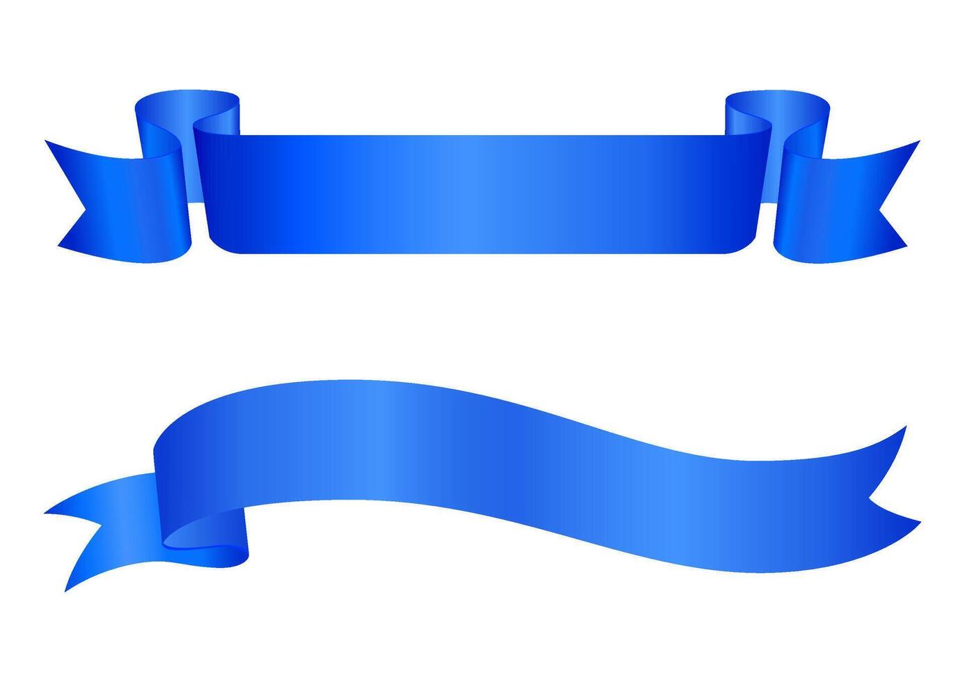 Empty Blue Ribbon, Label Design for text. Award Ribbon, banner band. Blank Blue Ribbon Template. Various shapes vector