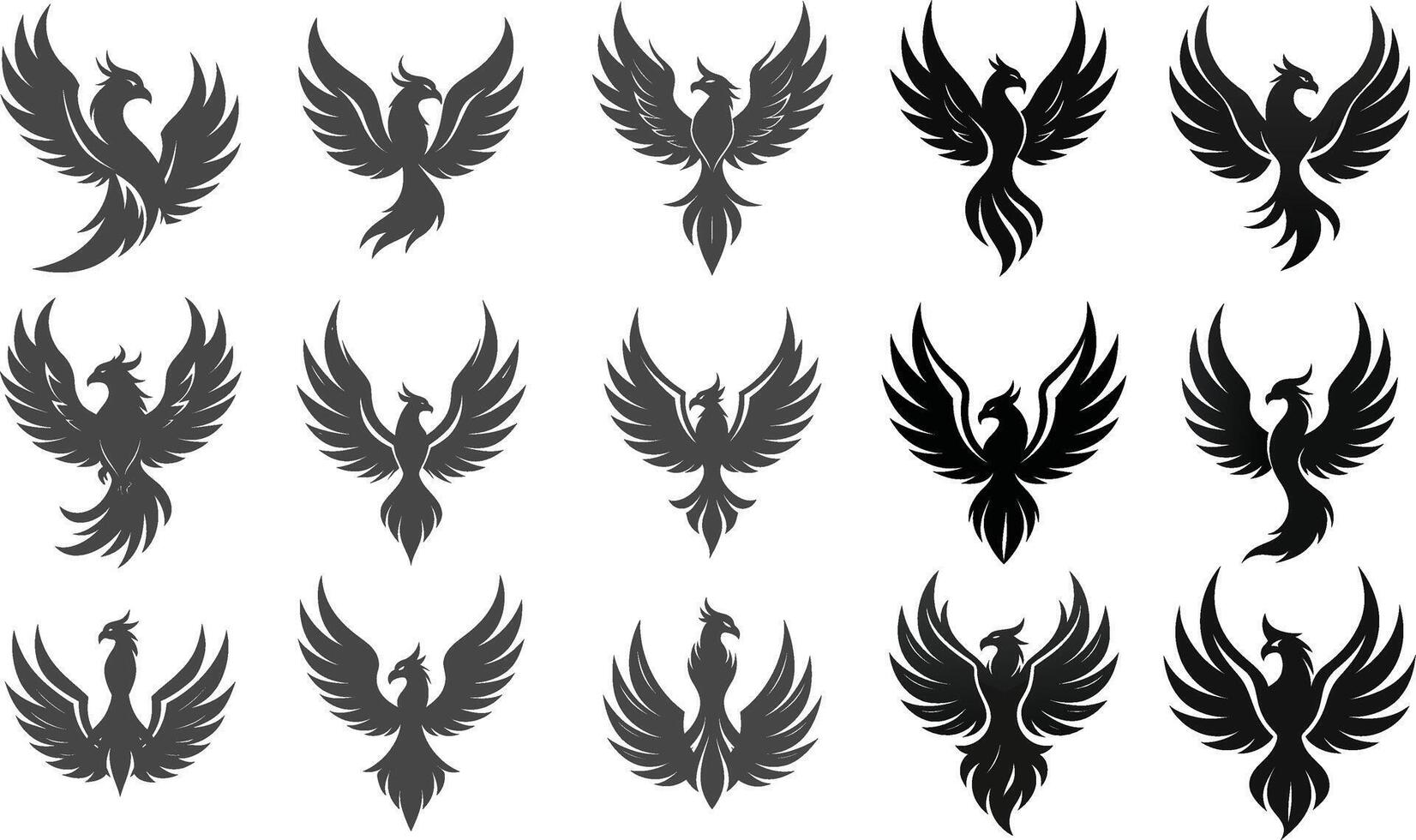 Set of Phoenix Silhouette Design Illustration Design vector