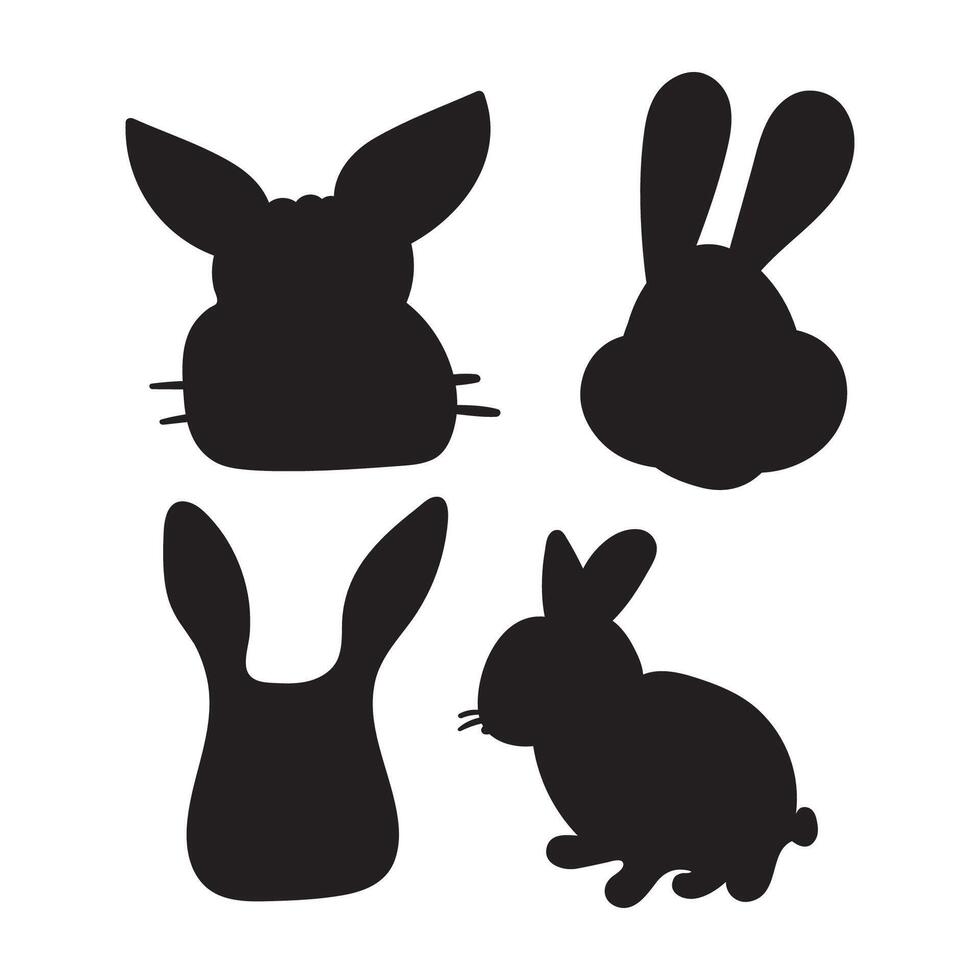 Set of bunnies silhouettes. Graphic design. illustrations on white background. vector