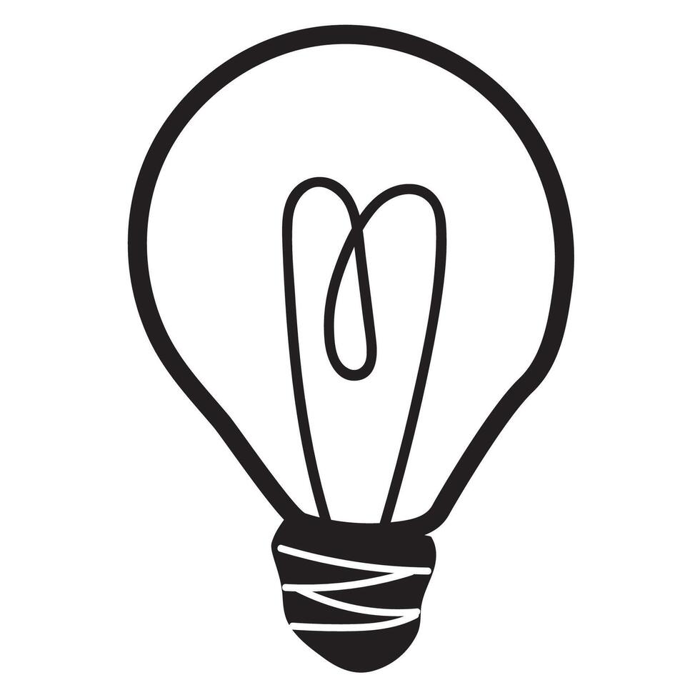 Outline isolated icon. Light bulb. hand drawn design. Illustration on white background. vector
