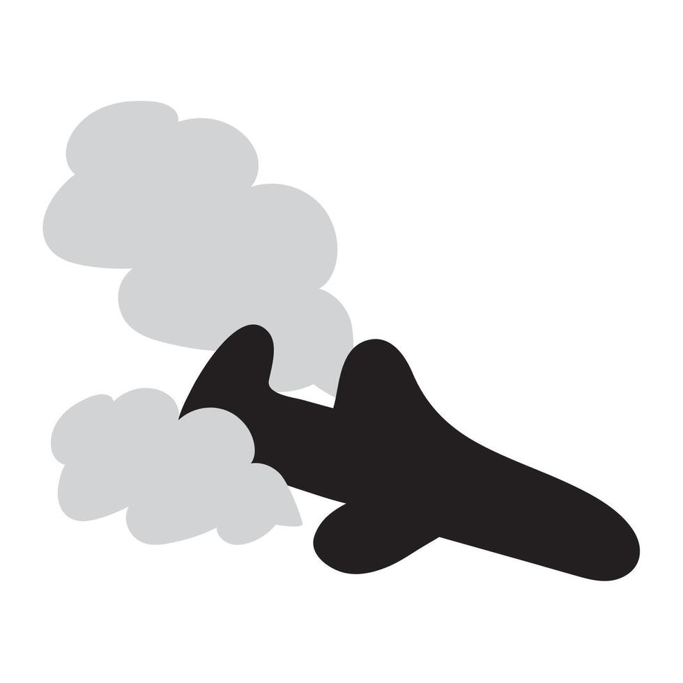 Falling airplane. Airplane crash. Silhouette icon. illustration on white background. vector