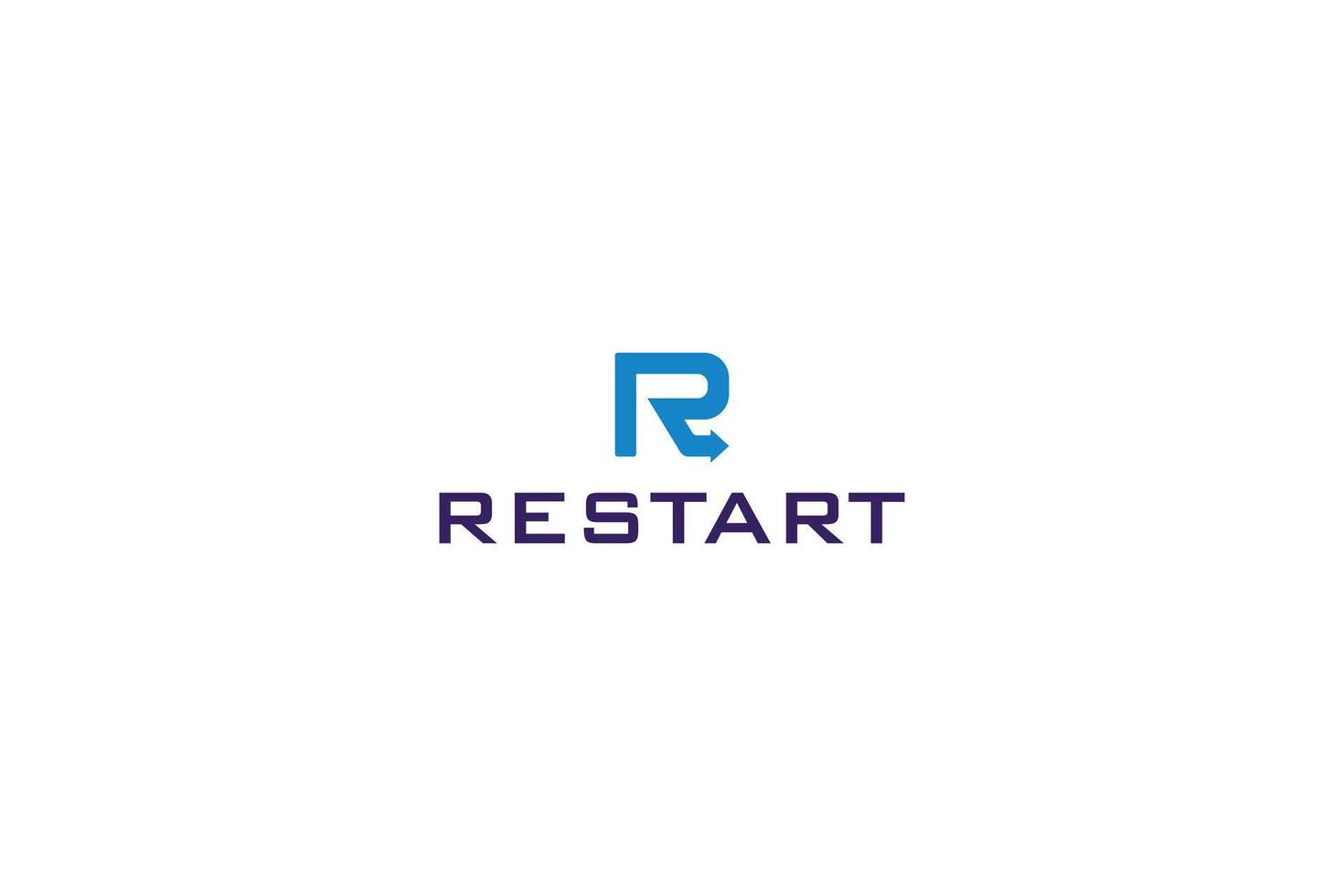 Letter R simple arrow restart logo vector