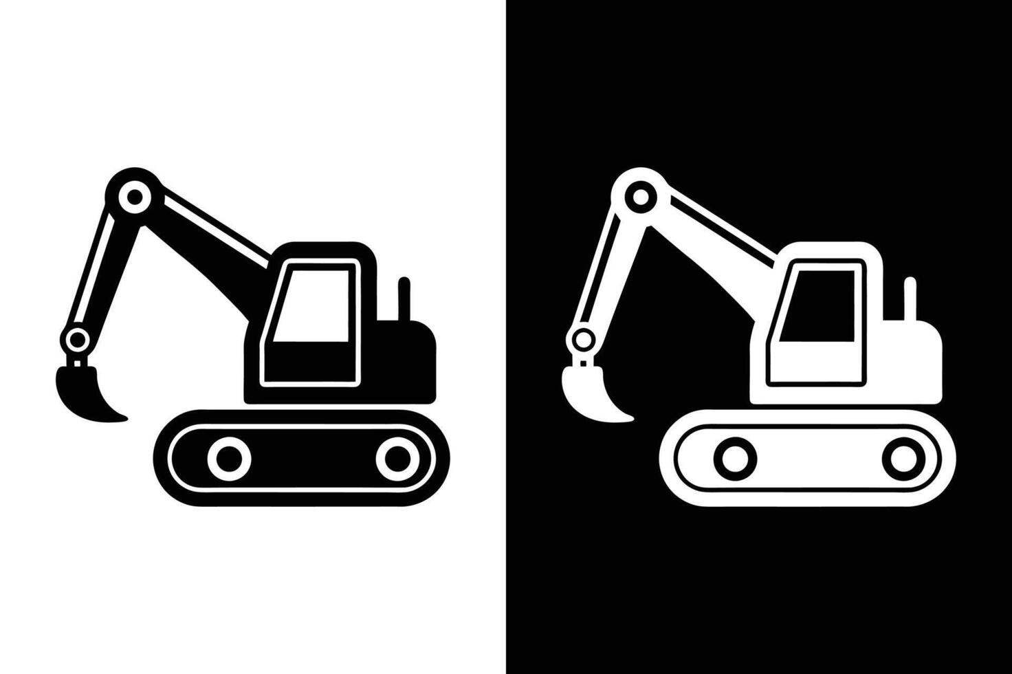 Excavator icon silhouette A heavy equipment. A bucket digger for a construction and industrial work. vector