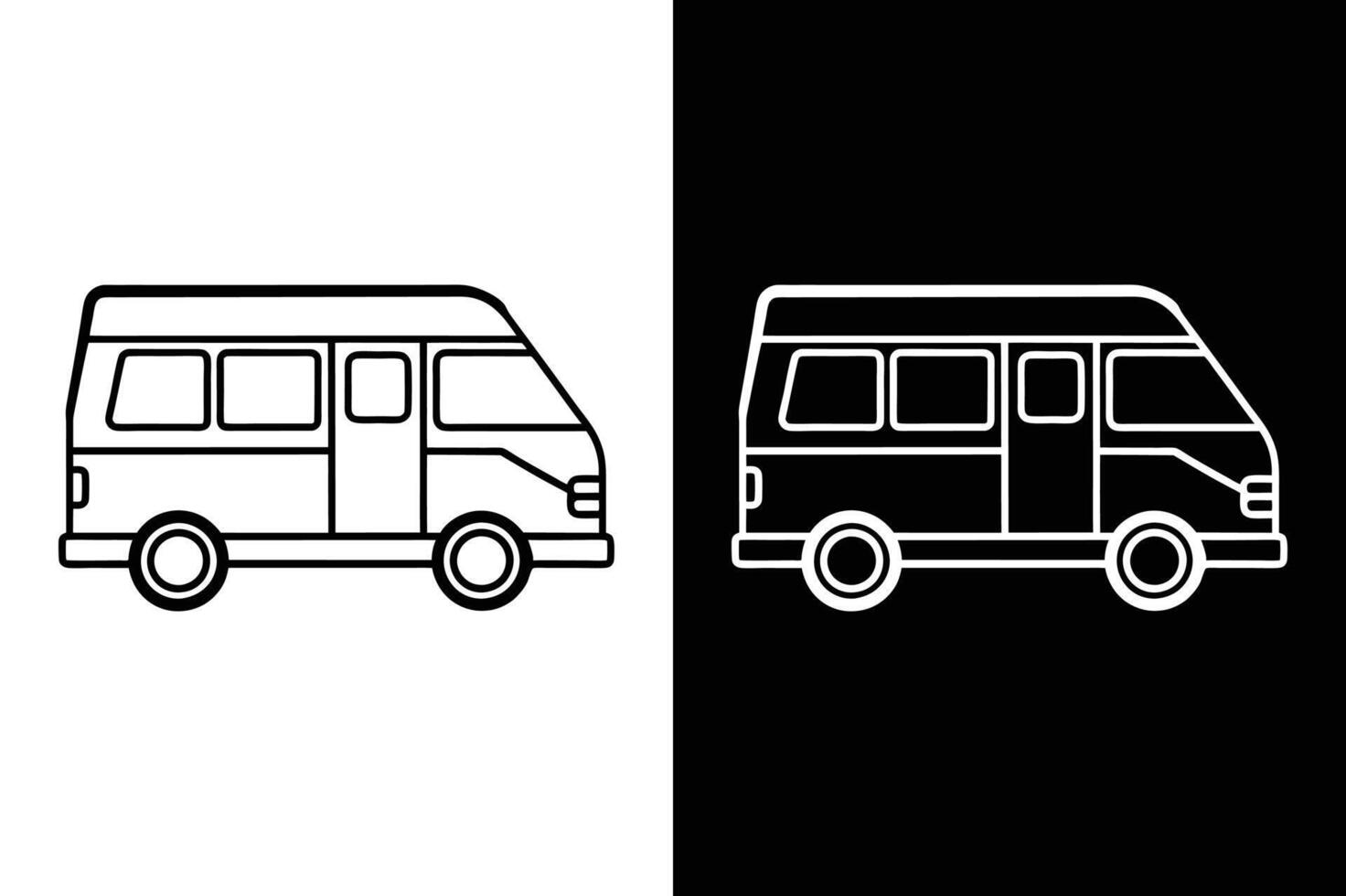 Campervan Icon. Simple Flat Line Side View Design vector