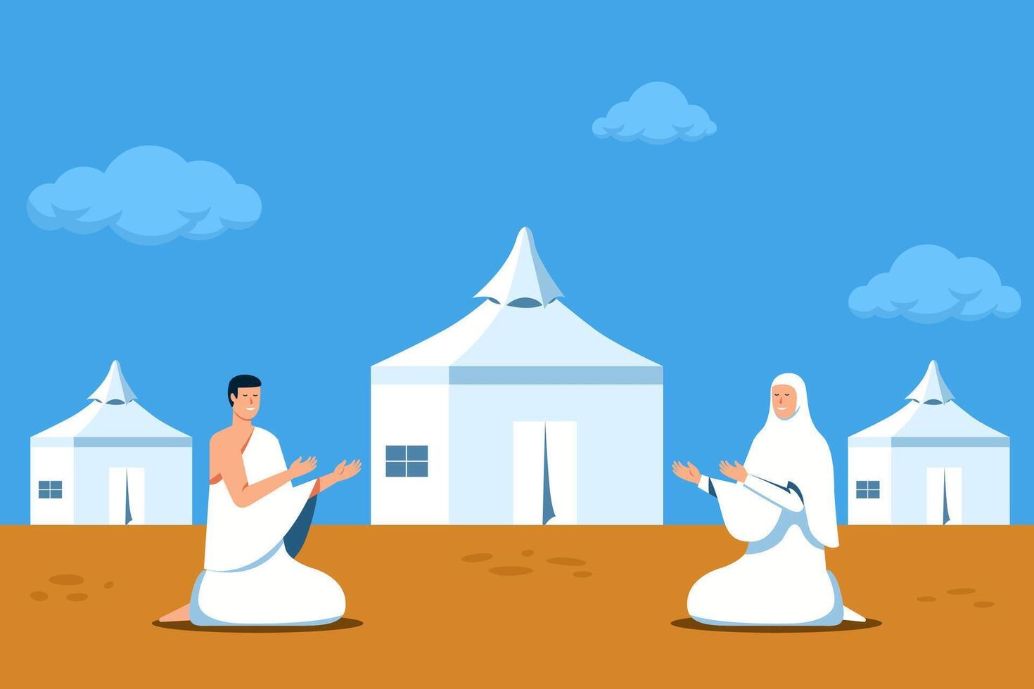 Praying Pilgrimage While Camp For Night vector