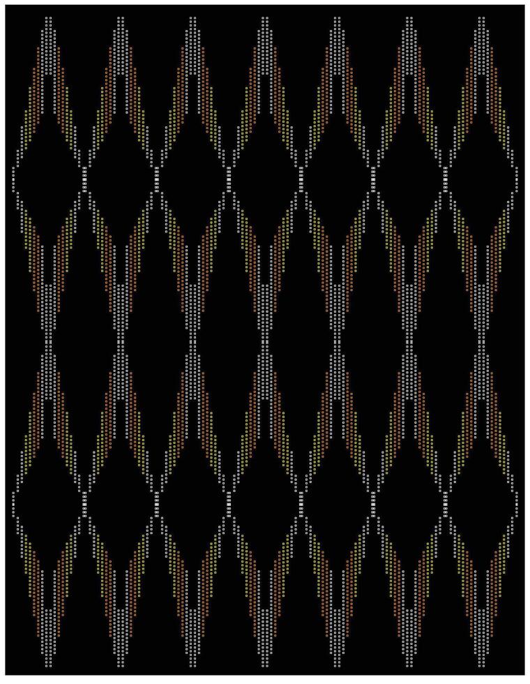 A geometric pattern of elongated diamonds in shades of white, yellow, and orange against a solid black background. vector
