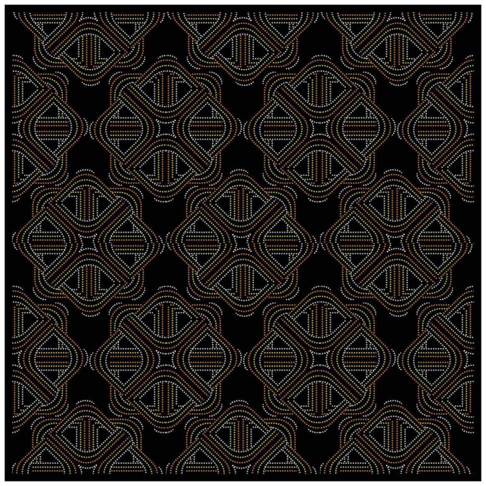 A geometric pattern featuring interwoven shapes in white, yellow, and orange on a black background, creating a dynamic design, it could be used as a wallpaper, fabric design, scarf, pillow vector