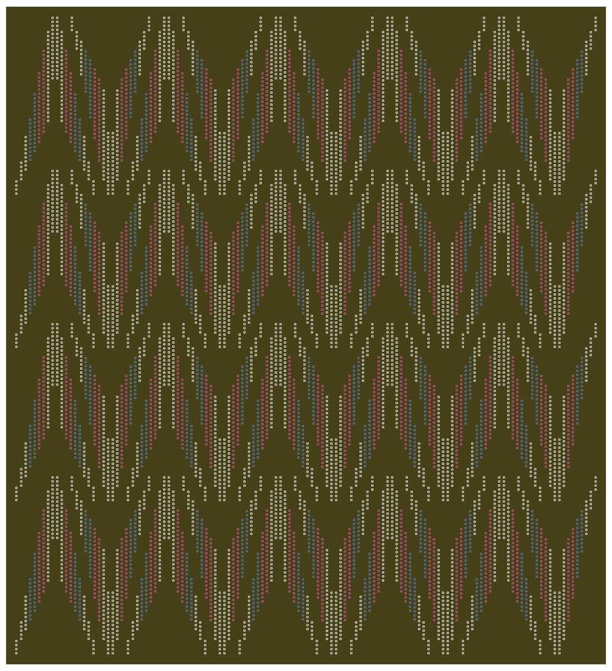 Colorful zigzag pattern with alternating vertical lines in beige, green, blue, and rusty red on a brown background. vector