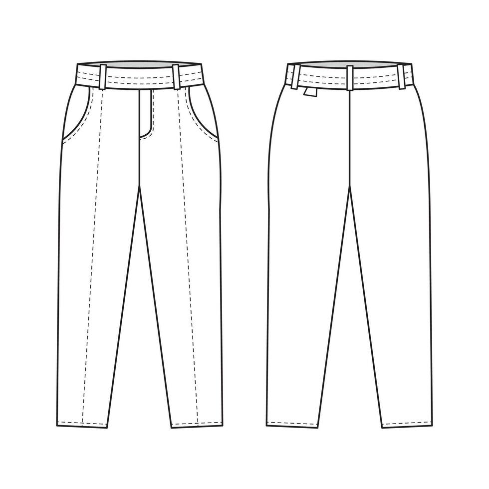 Mens Formal Trouser Flat Sketch vector