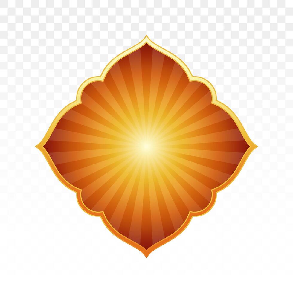 Islamic windows with starburst effect background. Arabic muslim frame oriental flat style. Illustration vector