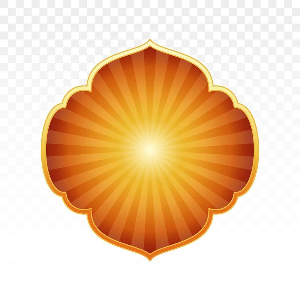 Islamic windows with starburst effect background. Arabic muslim frame oriental flat style. For modern greeting card template, ramadan Kareem, eid mubarak, social media, banner. vector