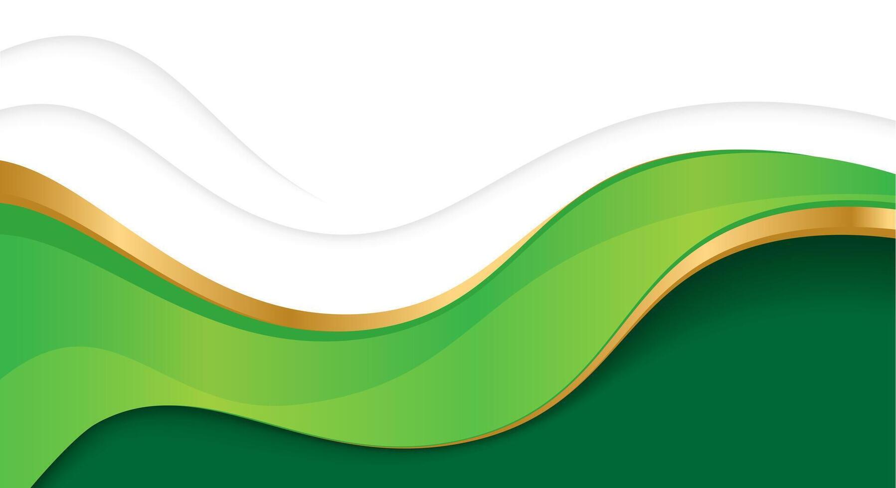 Green and golden wave business banner background vector