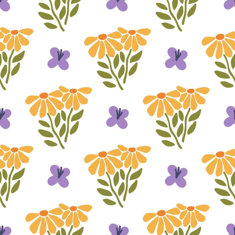 Floral seamless pattern with flower daisy vector