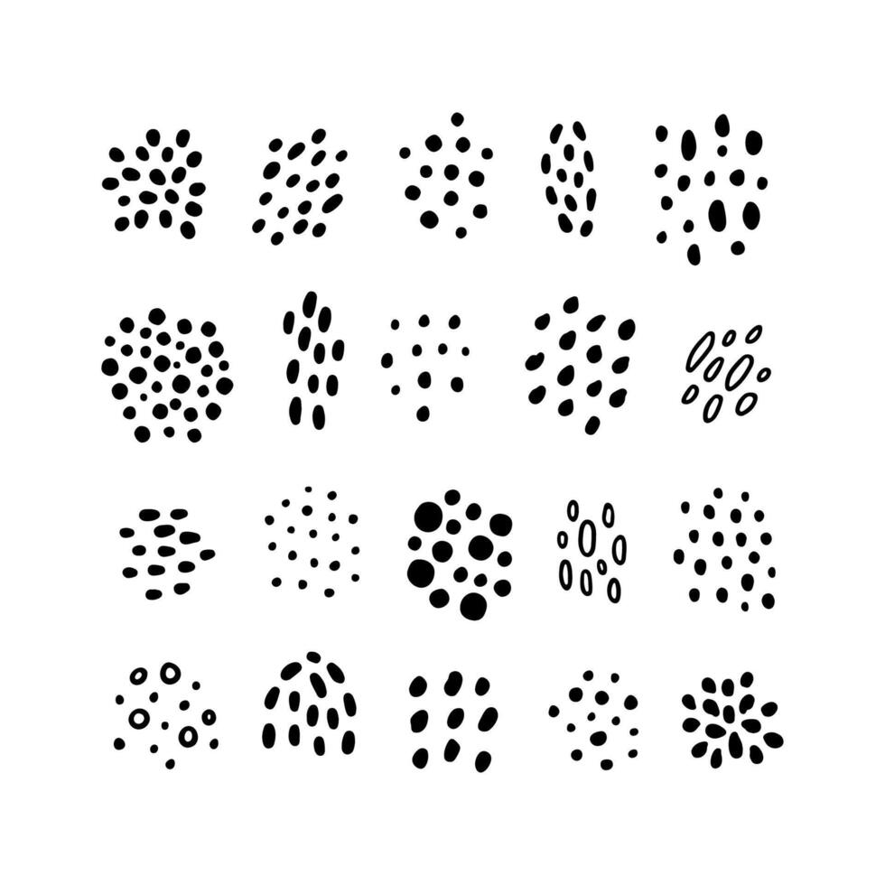 Hand drawn funky dot texture set vector