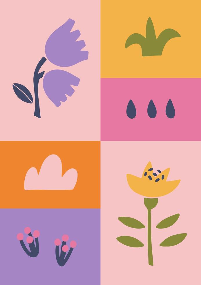 Abstract floral poster. Modern flower art vector