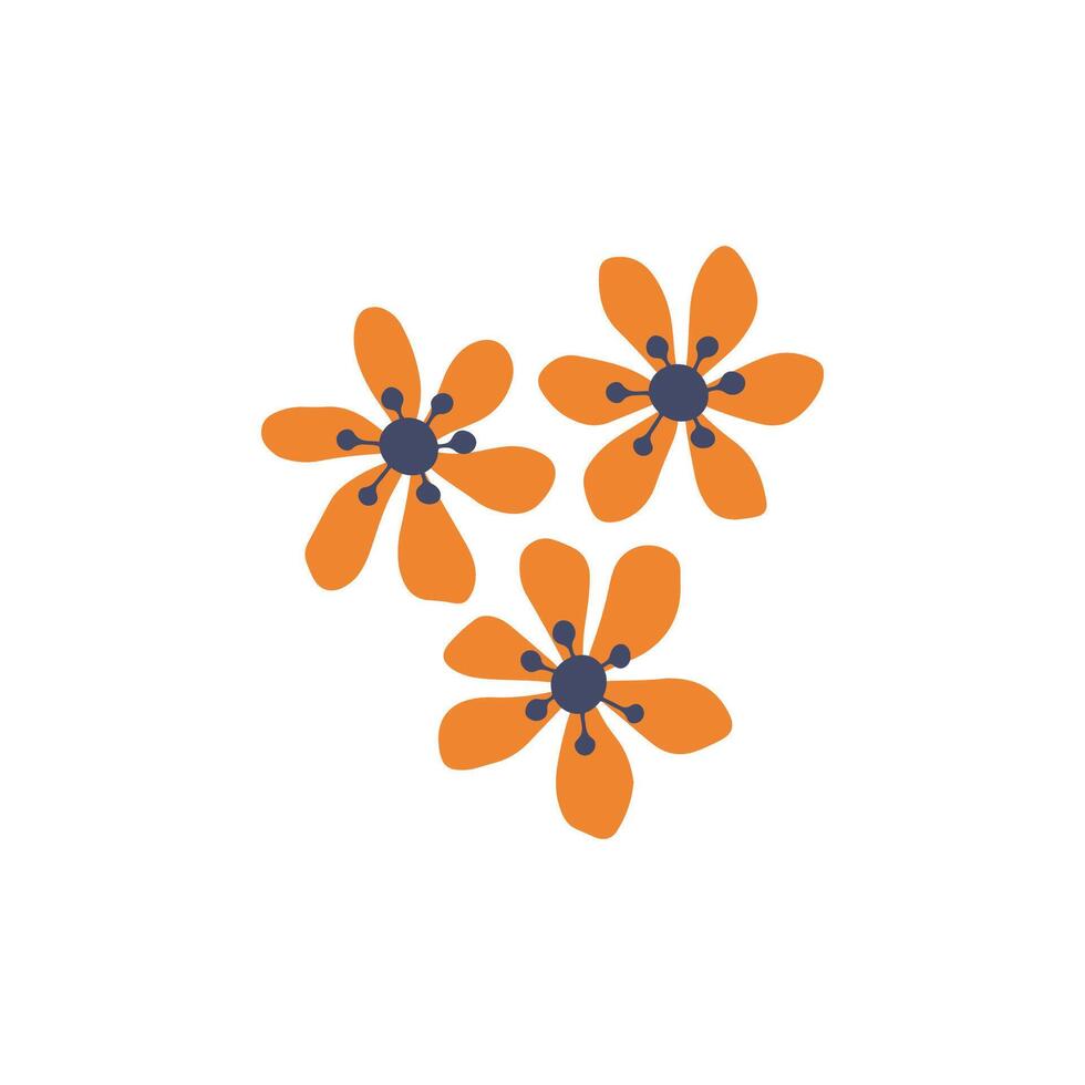 Simple abstract flower drawing, floral art vector