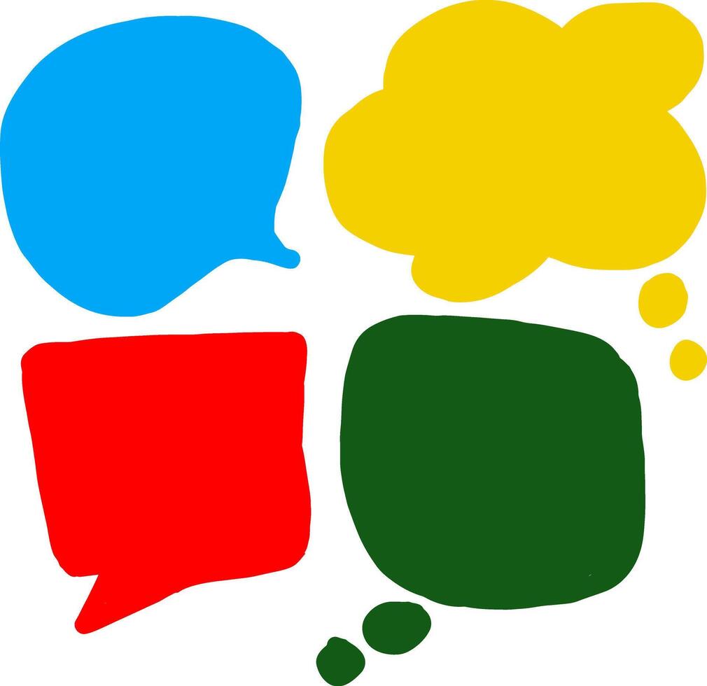 four different colored speech bubbles on a white background vector