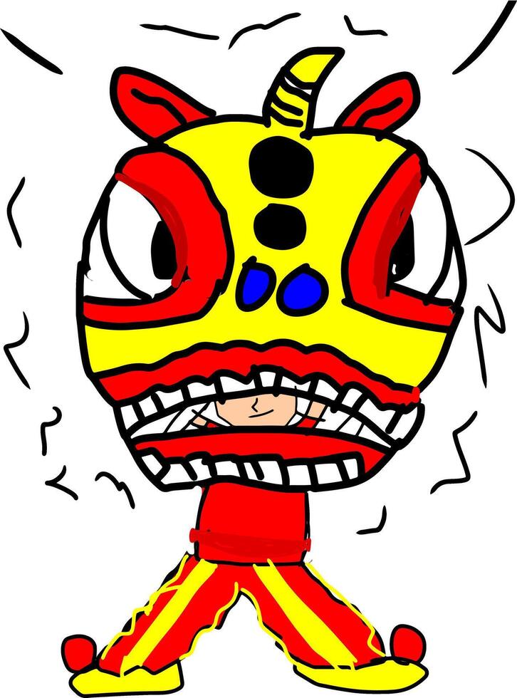 Lion dance lunar chinese new year illustration art vector