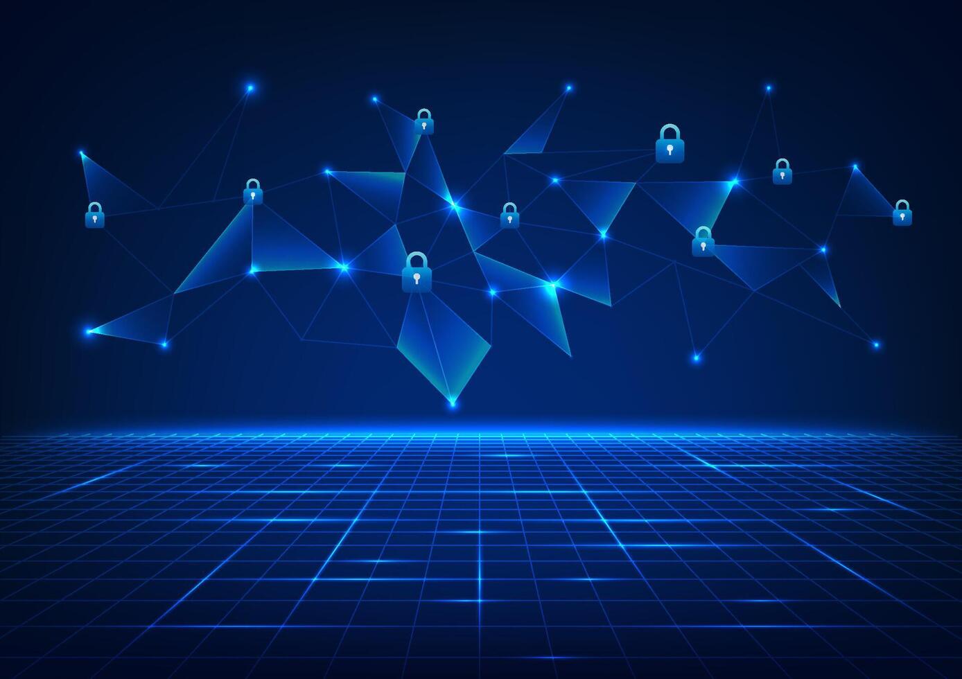 Security technology background. Connected lines with locks, represent network protection systems, hacking and virus protection. Protect important data. illustration. vector
