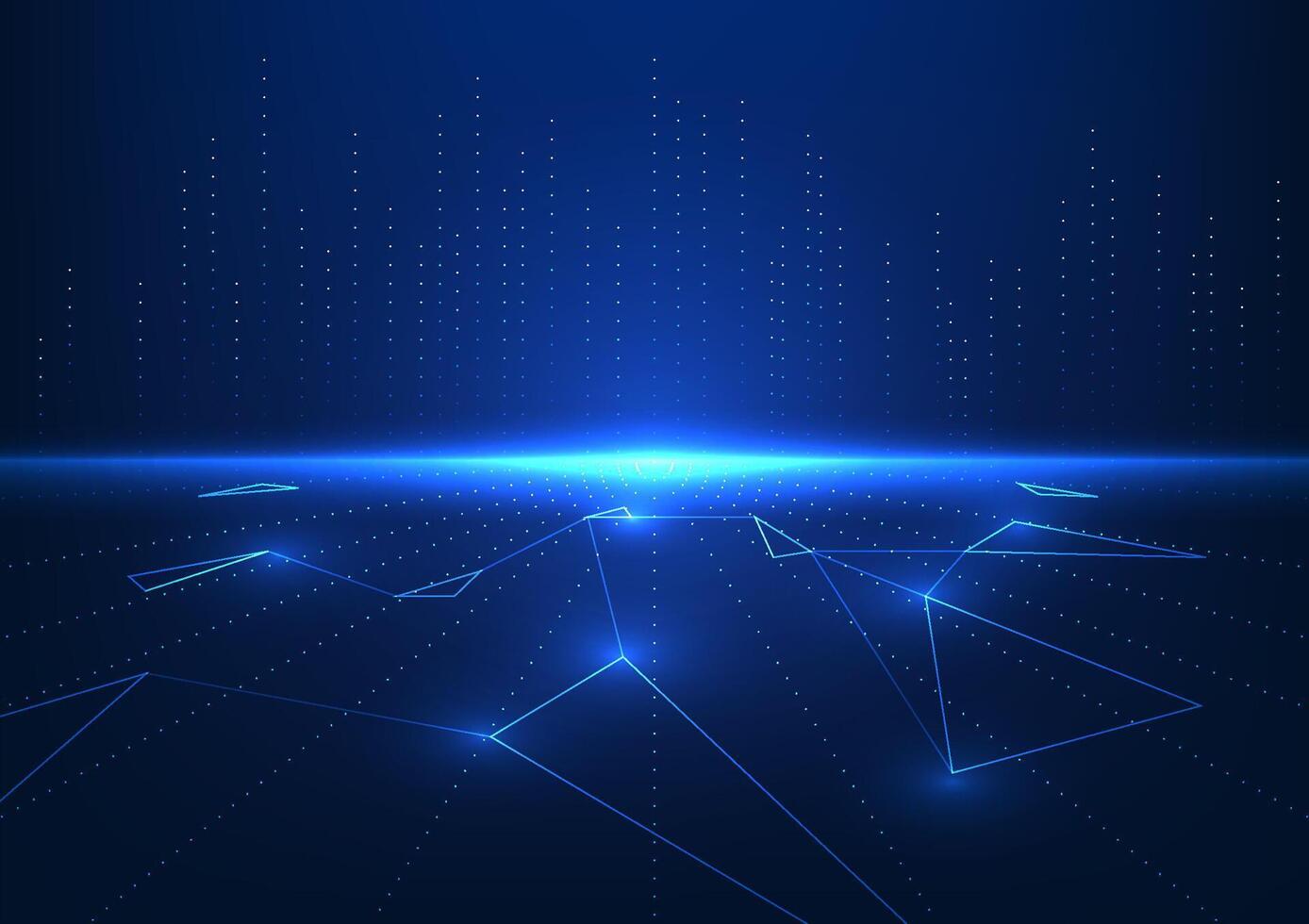 Big data technology, a network that collects and transmits large-scale high-tech digital data used in organizations, can be used both online and offline. illustration, blue background. vector