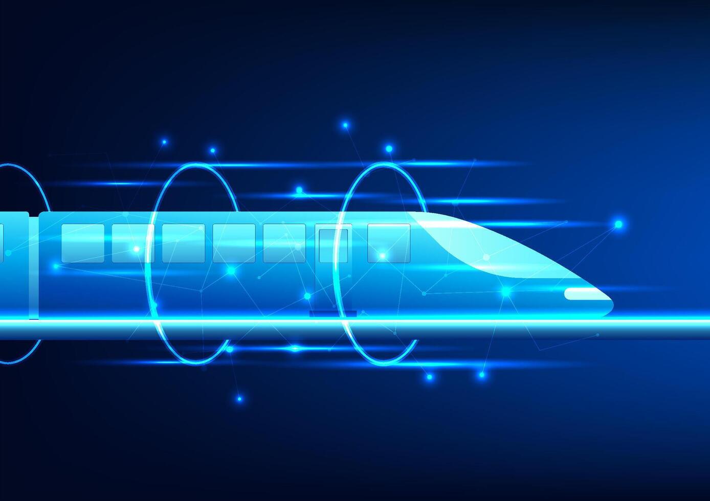Technology background, High-speed train used for logistics transportation, Electric trains running through the ring as a loop, High-speed trains on the rails vector