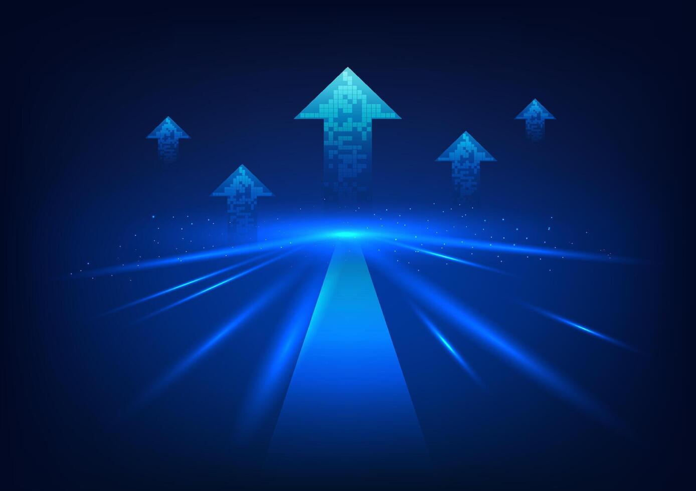 Technology abstract background. Path with arrows in front. Shows the innovation of technology that is constantly developing and the economy is growing rapidly. illustration. vector