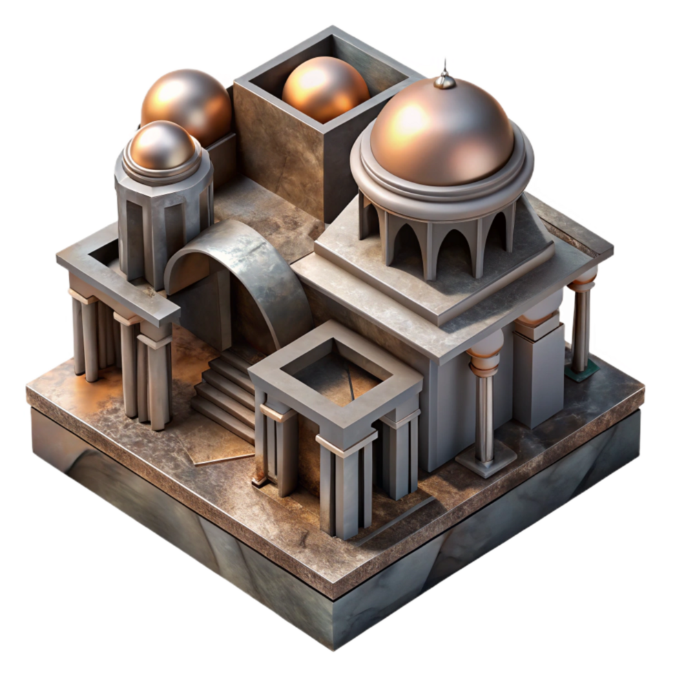 magnificent rustic Abstract Architectural Model Black Background Isolated premium png