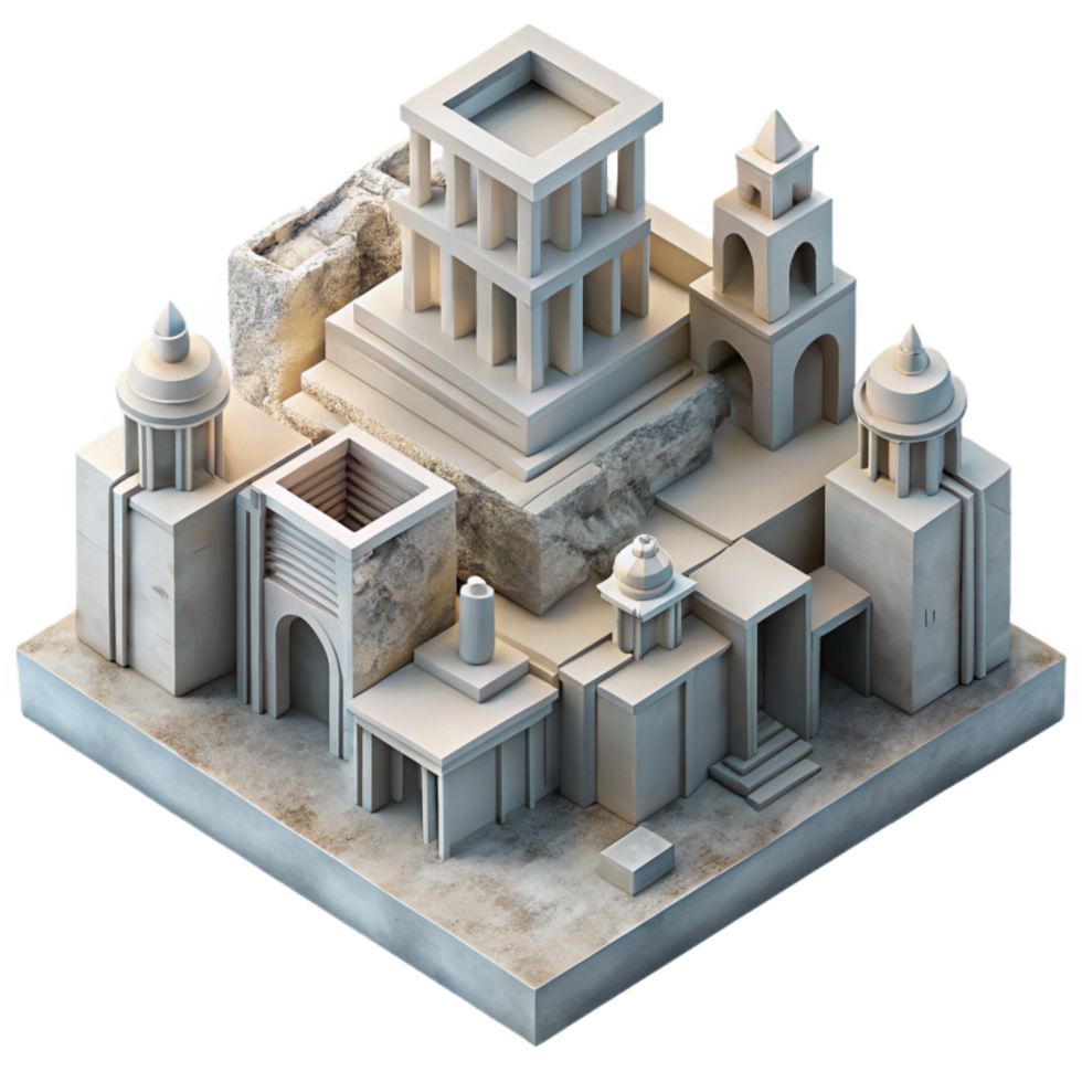 wonderful vintage Abstract Architectural Model Grey Background Isolated original png