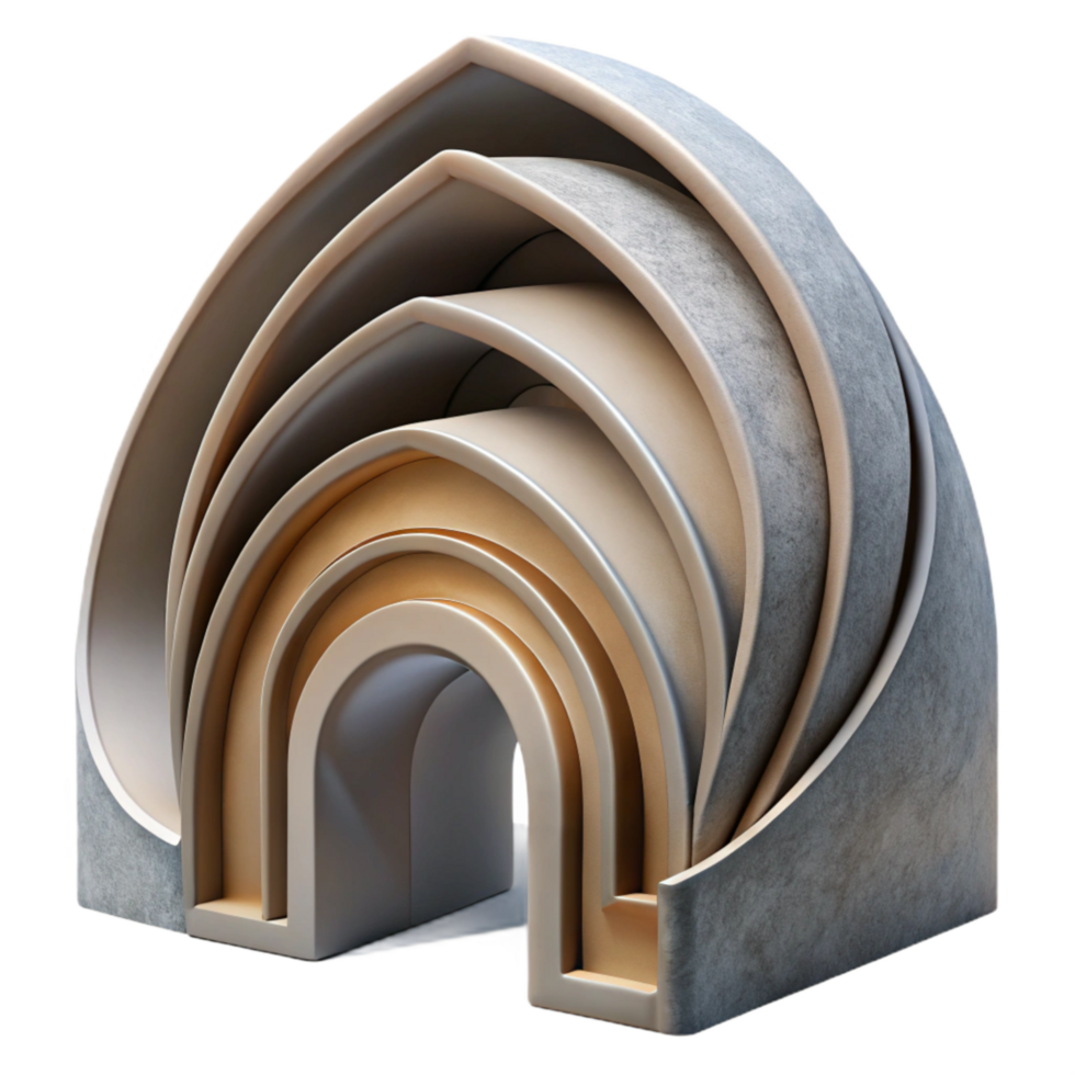 impressive rustic Abstract Architecture Cutout with Curved Lines high quality png
