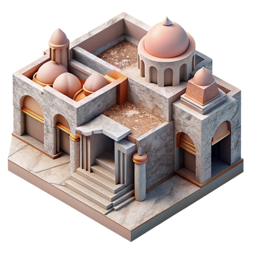 wonderful rustic Abstract Architectural Model 3d Render Isolated premium png