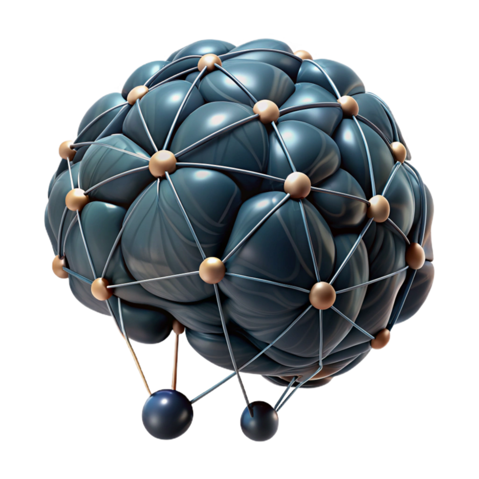 impressive artistic Abstract Brain Network Dark Background Transparent professional png
