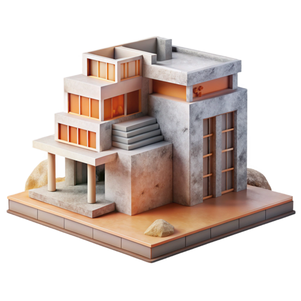 vibrant rustic Abstract Building Elevation Drawing Isolated original png
