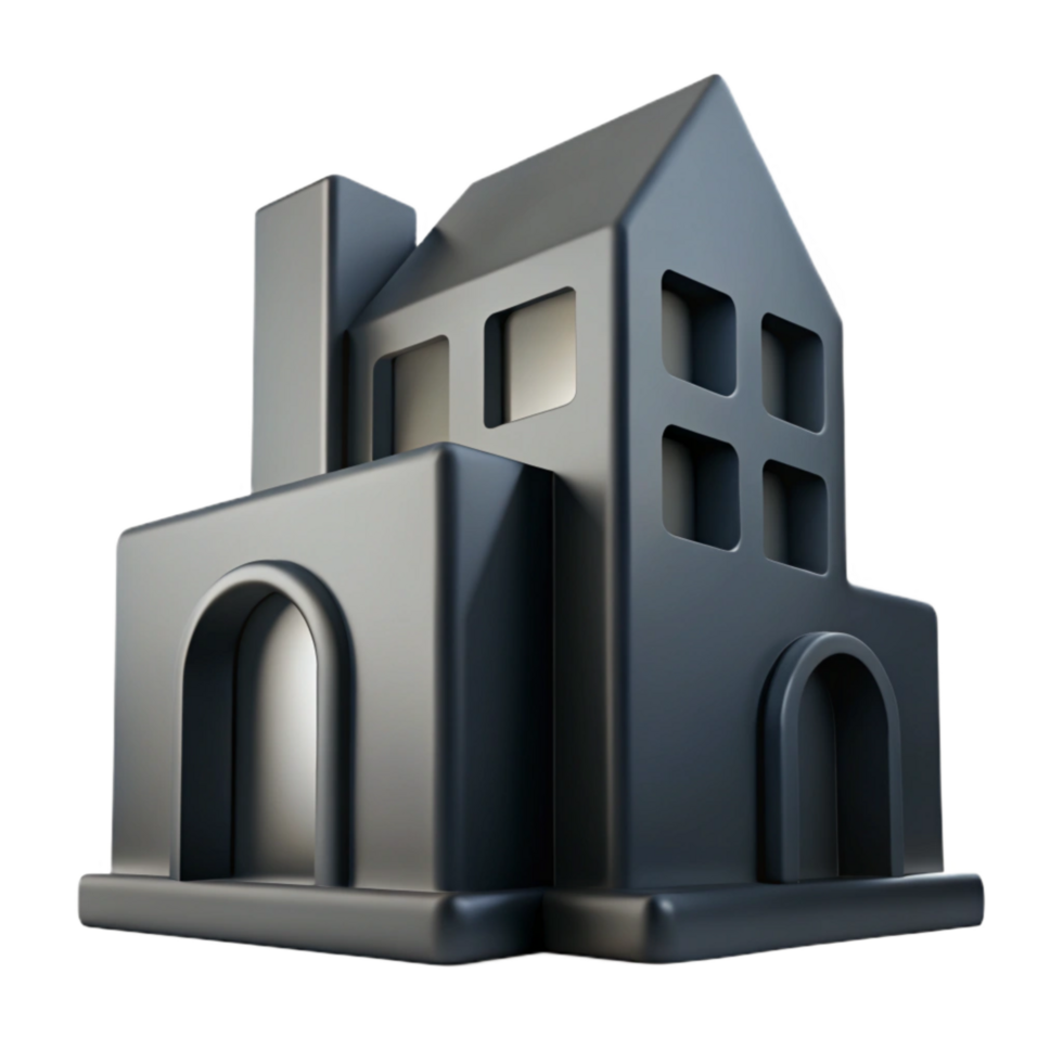 extraordinary creative Abstract Building Silhouette Dark Grey Isolated 4K png