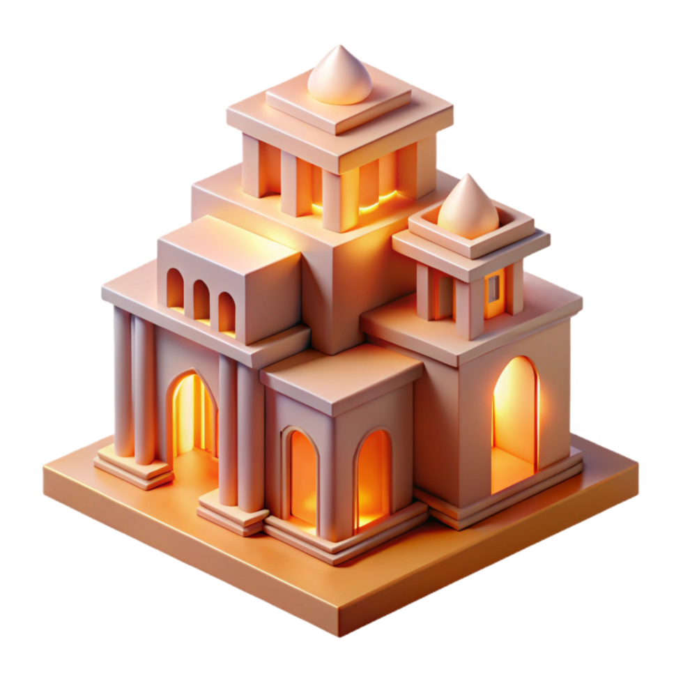dramatic traditional Abstract Building Form Warm Lighting Isolated exclusive png