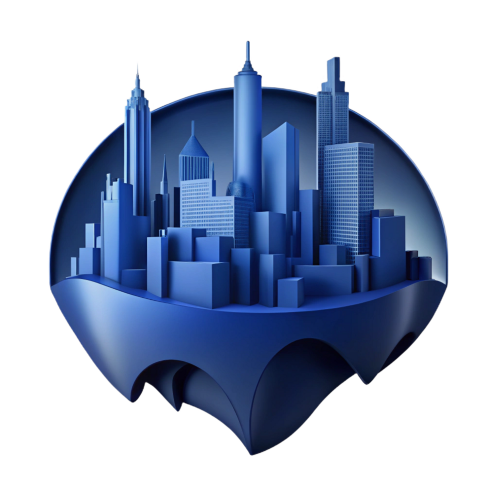 stunning classic Abstract Cityscape Silhouette Dark Blue Cutout authentic png